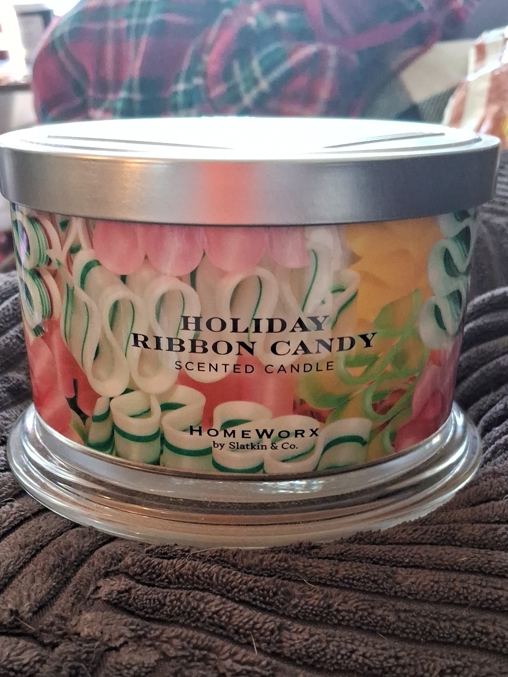 HomeWorx Holiday Ribbon Candy Scented Candle - Multicolor